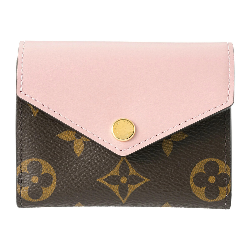 Louis Vuitton Trifold Wallet Monogram Portefeuille Zoe Canvas Leather Pink Brown